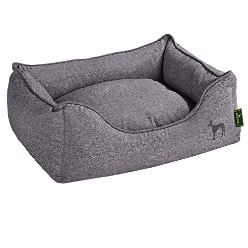 HUNTER Hundesofa BOSTON, gemütliches Hundebett mit Wendekissen, klassisches Design, weiches Kuschelsofa waschbar, rutschfest, Farbe: grau, Größe: XL