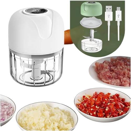 Image of Vegetable Chopper For Kitchen- Portable Food Processor Cordless Mincer for Onion, Nuts, Ginger, Vegetables, Chili & Baby Food | Stainless Steel Blades | One-Touch | 250ml