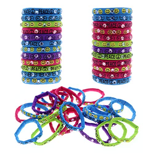 24 Pcs Hair Tie Ponytail Holder Bracelets for Girls, Kids, Teens - Elastic Hair Ties - Stretch Bracelets with Cute Patterns and Stones - Great Gifts and Party Favors, Stocking Stuffers