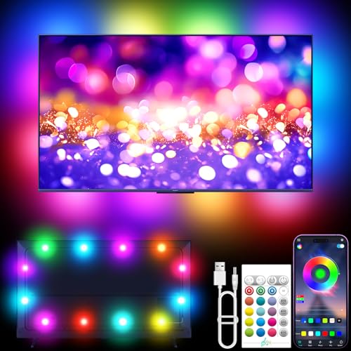 Tyute TV LED Lights, 9.8ft LED Strip Lights for 35-55 Inch TV Behind Lighting, RGB Color Changing TV Backlight with APP & Remote Control, Music Sync USB LED Light for Bedroom Gaming Room Decor