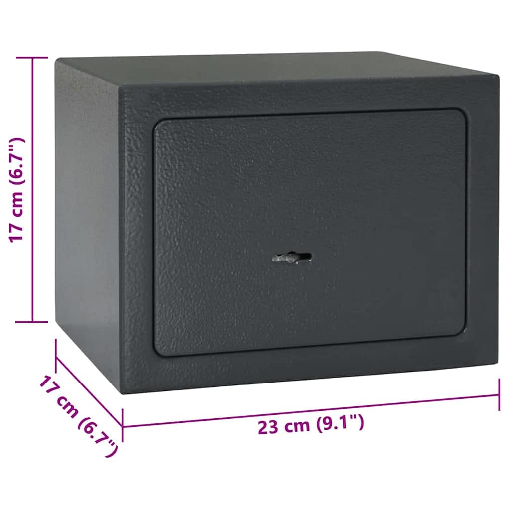 Cassetta di sicurezza in acciaio con lucchetto, grigio scuro, 23 x 17 x 17 cm, opaca, set di lucchetti meccanici a combinazione con chiave, per ufficio, casa, documenti, oggetti di valore, 1