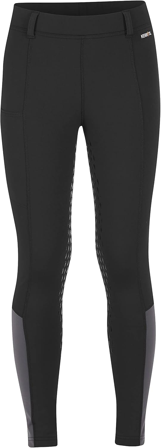 Kerrits Kids Thermo Tech Full Leg Horse Riding Tights – Lightweight Fleece Kids Equestrian Legging with Silicone Grip, Pocket