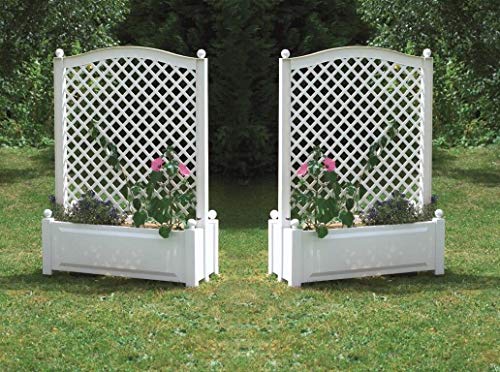 Preisvergleich Produktbild KHW Pflanzkasten groß, mit Zentral-Spalier, 100 cm, weiß - 2er Set