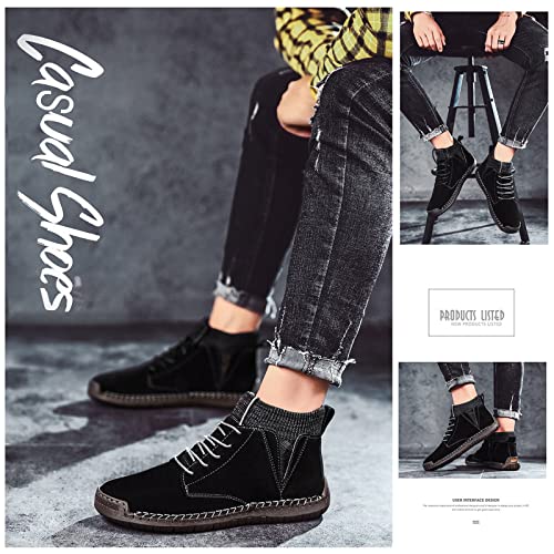 Winter Shoes Casual high-top Ankle Boots Men's lace-up Shoes, Handmade Suede Boots, Casual Sneakers Non-Slip Breathable high Boots Socks Shoes Men2