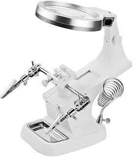 LED Light Helping Hands Magnifier Station - 3X 4.5X USB Lighted Hands Free Magnifying Glass Stand with Clamp and Alligator Clips - for Soldering, Assembly, Repair, Modeling, Hobby, Crafts