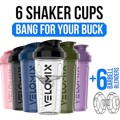 -6 PACK- 28 OZ Protein Shaker Bottles for Protein Mixes, Shaker Cups for Protein Shakes, Small Shaker Bottle Pack, Shaker Cup, Shakers for protein Shakes (Core Series)