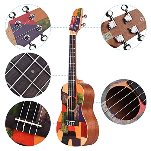QWEQWE Concert Acoustique de 23 Pouces Ukulélé en Bois Ukelele Mini Guitare épinette colorée Topboard avec Rembourrage… - Les Beatles, Paul McCartney, John Lennon, RIngo Starr, George Harrison QWEQWE Concert Acoustique de 23 Pouces Ukulélé en Bois Ukelele Mini Guitare épinette colorée Topboard avec Rembourrage… – Image 4