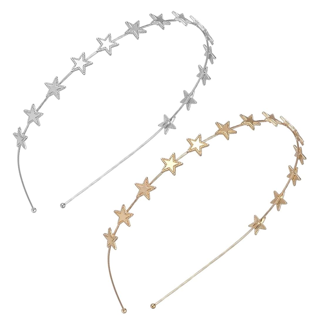 KGDUYC 2 piezas Diademas de estrellas - Tocados de boda nupcial Diademas de estrellas Mujeres Niñas Diademas de metal Princesa Boda Tocados de novia Oro Plata