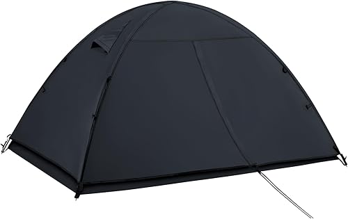 Miniatura 13 de Tienda de campaña domo ultraligera de doble capa impermeable para 2/4 personas de 4 estaciones para mochileros – Configuración fácil, equipo blanco