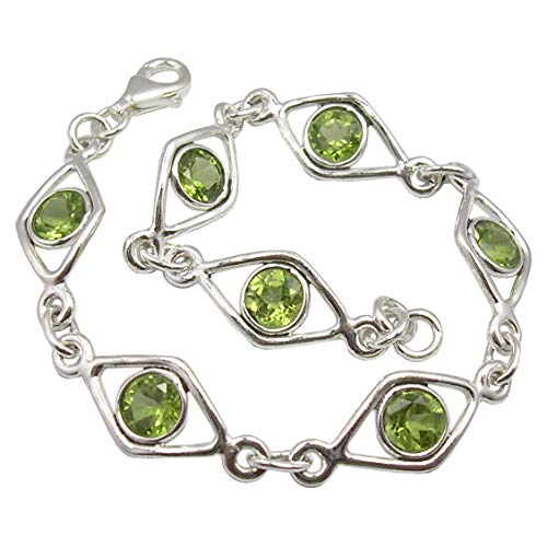 Image of Sterling Silver Peridot Bracelet 7.7 inch New Jewelry