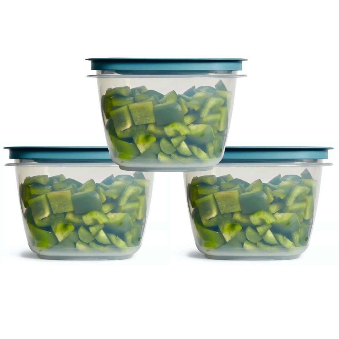 Rubber maid Storage Containers, Easy Find Lids, Teal, 7 cup, Flex & Seal, Leak Proof Lids…