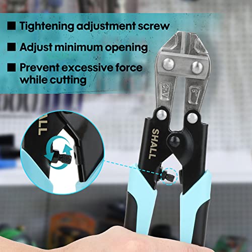 Shall 8-Inch Mini Bolt Cutter, Small Heavy Duty Wire Cutter, Two-Color Ergonomic Handle, Security Lock, More Efficient Leverage & Adjustable Opening, Belt Bag Included #TOP3