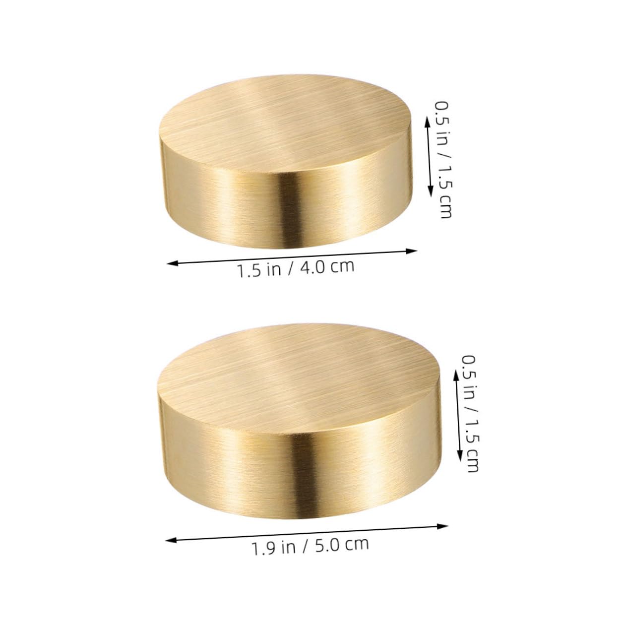 Runde Briefbeschwerer aus Messing, 2 Stück, 4 und 5 Cm