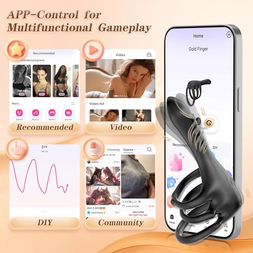 Image of Vibrating Cock Ring with Realistic Finger Vibrator for Couples Sex Toys, Vibrating Penis Ring Vibrator with 3 Rings & 9 Vibration Modes, Clitoral Stimulator Adult Couple Toys for Women Men