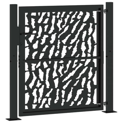 Miniatura 8 de Vidaxl Puerta De Jardín Negra Con Diseño De Carril De Acero 100x100 Cm, Puerta De Cerca, Puerta Exterior, Puerta De Metal, Puerta De Seguridad