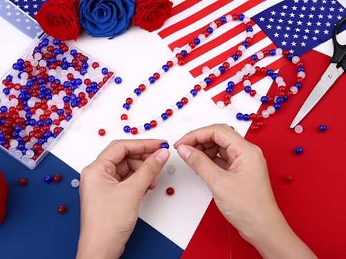 300pcs Red White and Blue Glass Beads - image 2