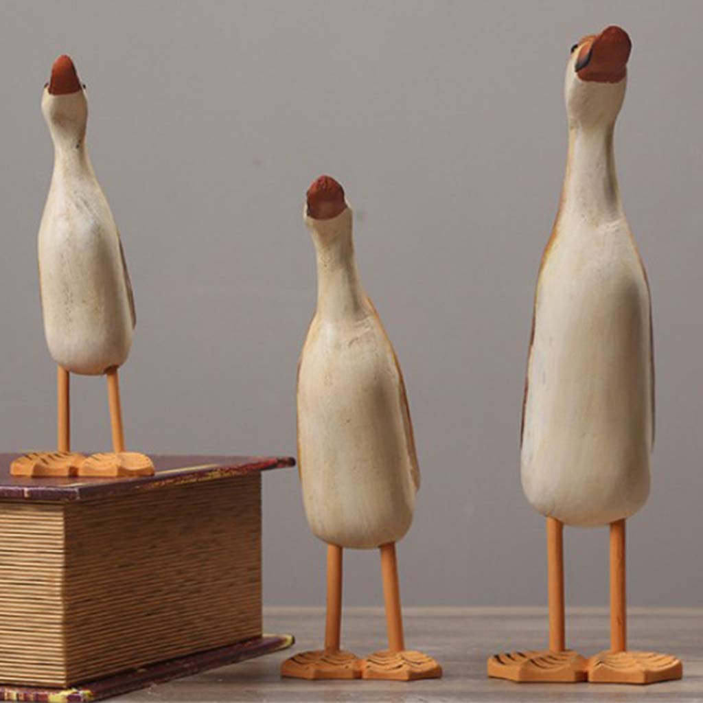 Statuette di Anatre, Set di 3, in Legno Dipinto