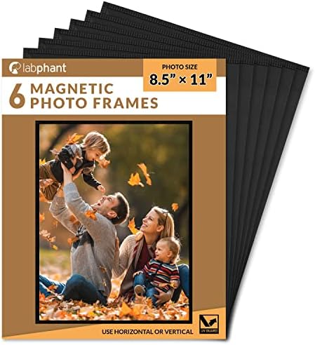 labphant 6 Pack 8.5x11 Inch Magnetic Picture Frames; Photo Pocket Frames with White Borders for Fridge 8.5 x 11 Inch Great for Displaying Pics on The Refrigerator (Black) (8.5" x 11" black)
