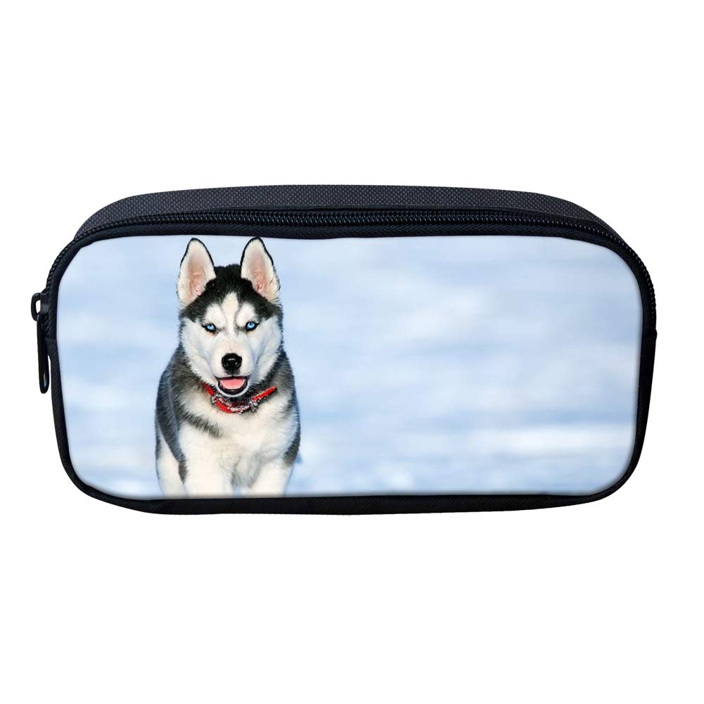 Showudesigns Husky Dog Large Capacity Pencil Cases with Zipper for Boys Girls Shool Office Pen Bag Organizer Students Stationery Coin Pouch โ image 1