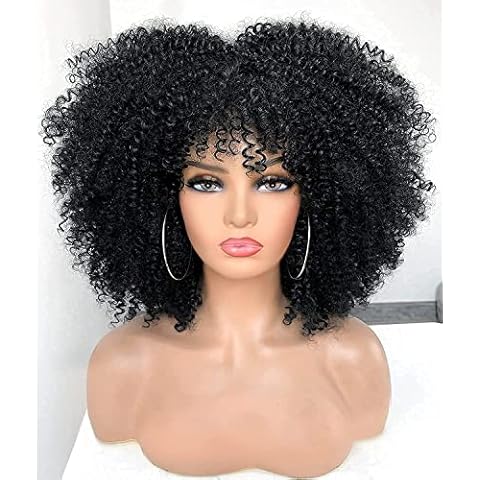 ANNIVIA lockige Afro-Perücke mit Pony Cover