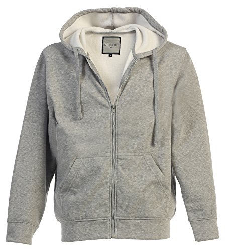 Gioberti Mens Fleece Hoodie Velour Contrast Full Zip Up