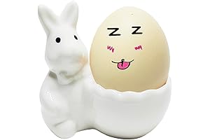 Ceramic Rabbit Easter Bunny Egg Cup Holder for Hard Boiled Eggs