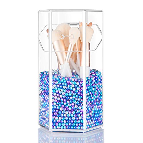 XP-Art Makeup Brush Holder with Free Pearls Dustproof Comestic Brushes Organizer Storage (Small Mermaid Color)