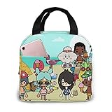 Zhousongst Toca Life World Portable Insulated Lunch Bag Picnic Bags Box with Front Pocket,Black,One...