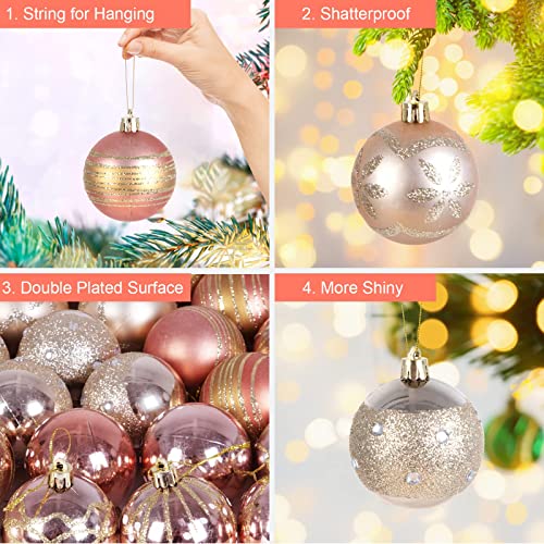 AGM Pack of 30 Christmas Baubles 6 cm, Christmas Tree Decorations, Shatterproof Glitter Ornaments - Image 3