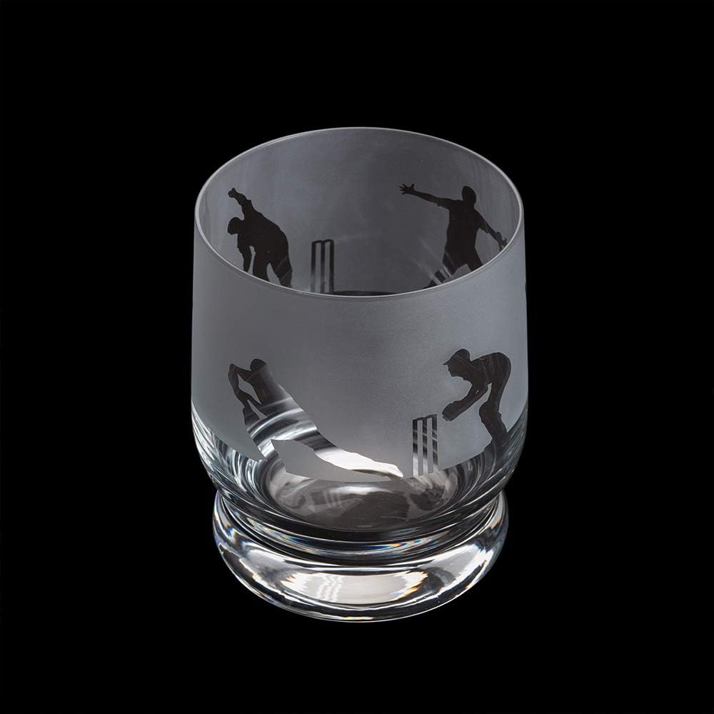  Dartington Crystal Aspect Cricket Tumbler, Single | Cricket Tumbler | 100mm | 35cl | Decorated Glass Features a Detailed 360-degree Etched Frieze of Cricket| Gift for Family or Friends 