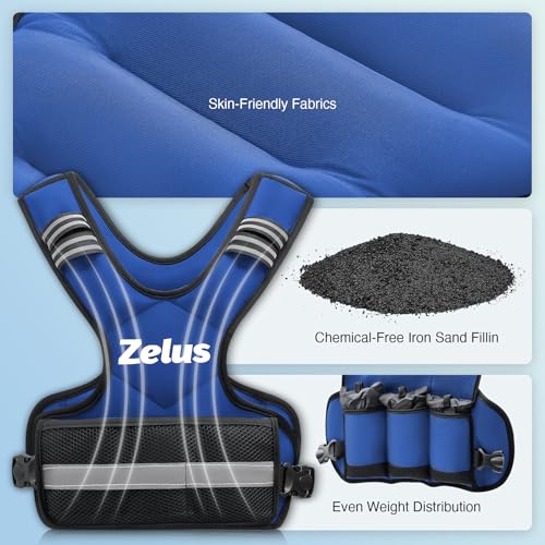 Image of ZELUS Weighted Vest for Men and Women | 4-10lb /11-20lb /20-32lb Vest with 6 Ironsand Weights for Home Workouts | Adjustable Body Weight Vest Exercise Set for Cardio and Strength Training