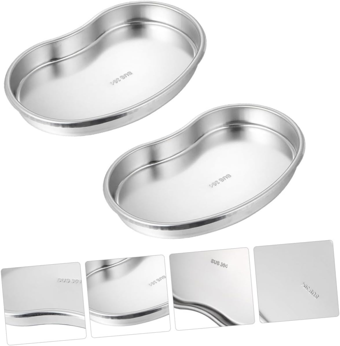 2pcs Stainless Steel Dental Tool Tray Curved Tray Dental Extraction Tool Kit