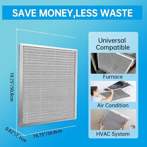 Image of UBeesize 19.75x19.75x0.82 Inch Reusable Air Filter - Washable, MERV 8, Permanent, Electrostatic - Lasts a Lifetime - Enjoy Fresher Air in Home and Office HVAC AC Furnace Systems