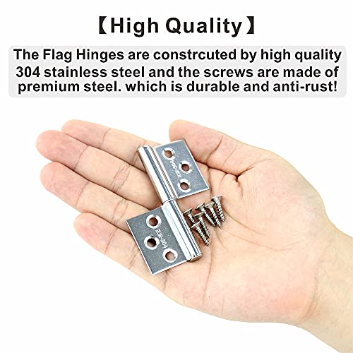 10Pack 3 Inch Lift Off Hinges Flag Hinges 304 Stainless Steel, Lift Off Hinge With Screws Detachable Door Hinge Left Handed Hinges For Cabinet Furniture Hinges Closet Hinges(Sliver) #TOP3