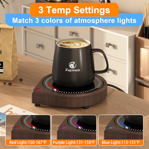 Image of Kepwam Coffee Mug Warmer for Desk, Smart Coffee Warmer with Touch Tech & Light, Coffee Cup Warmer with Gravity Sensor & Auto Shut Off, Candle Warmer Plate - Ideal Gifts for Dad and Mom