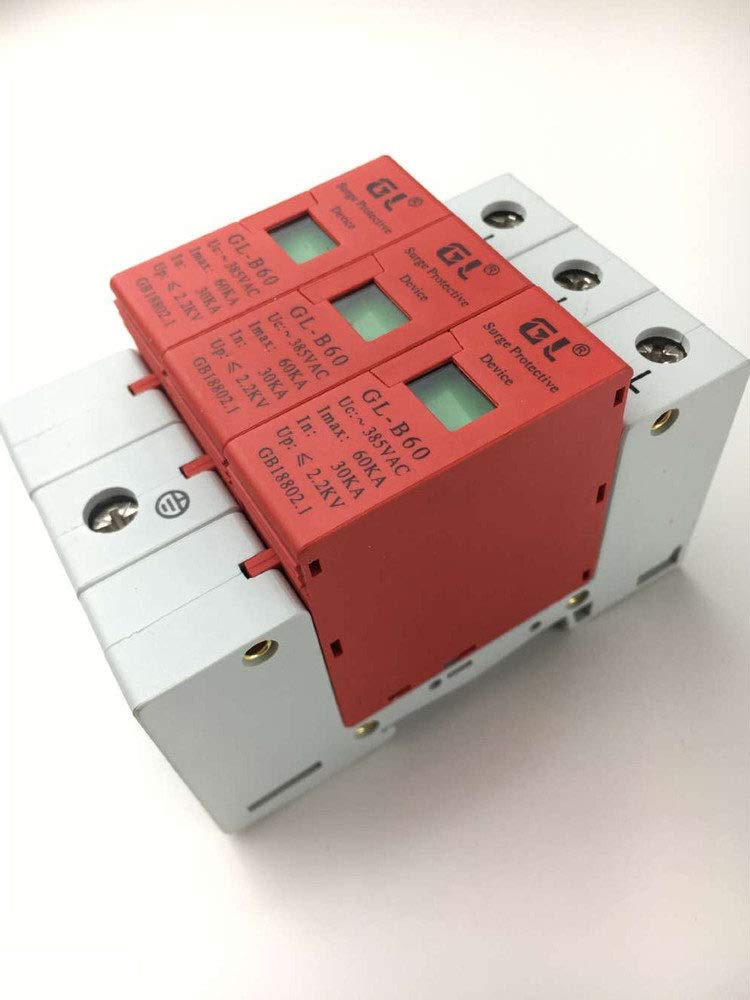 IndustrialField 2P+N 3 Pole 3P 385V AC 30KA~60KA Protection Protective Surge Arrester Surge Protector Device SPD