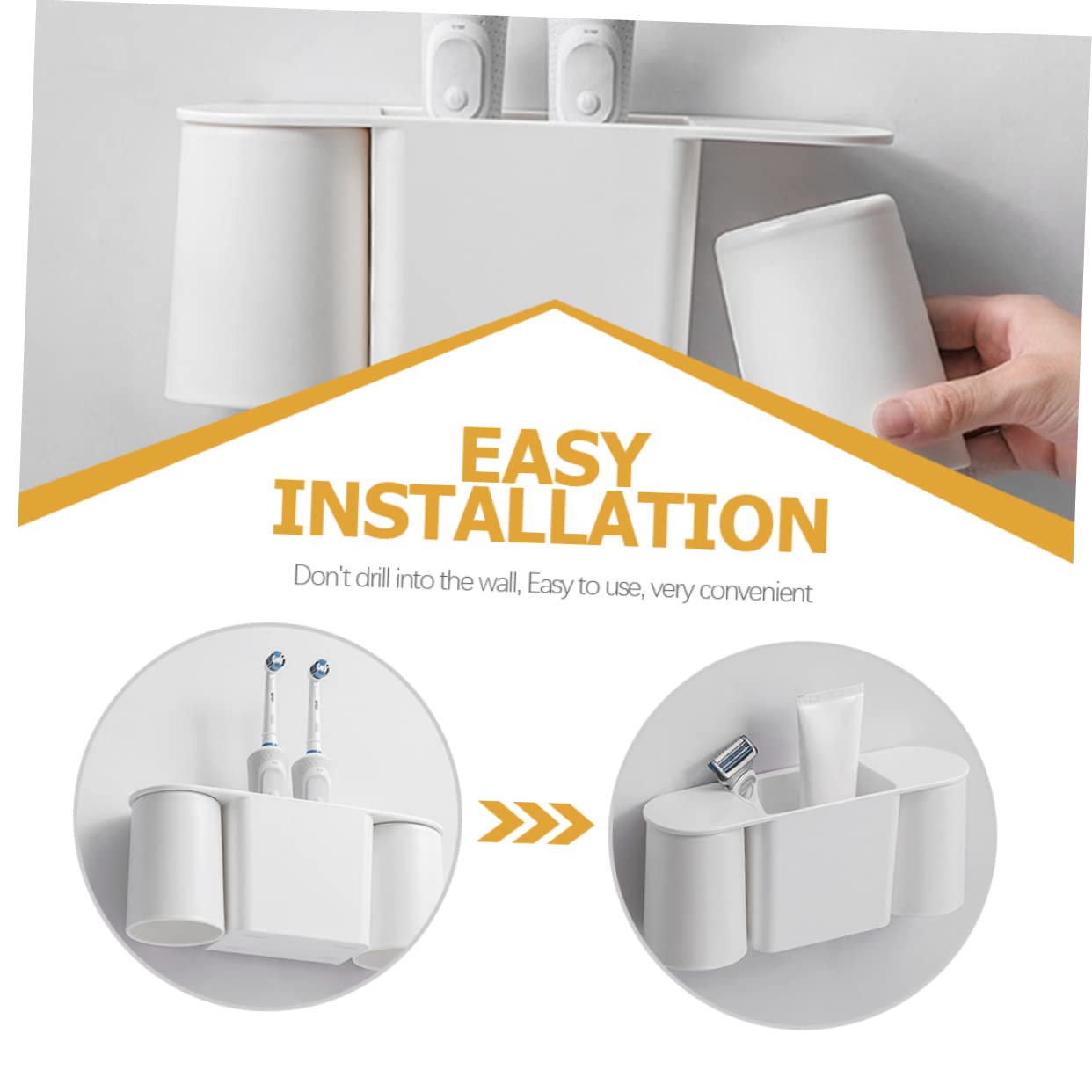 Portacepillos de Dientes Magnético de Pared Portacepillos de Baño para Baño Organizador de Tocador Portavasos para Pasta de Dientes