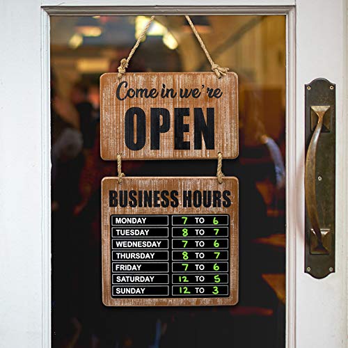 Excello Global Products Business Hours Hanging Chalkboard Rustic Welcome Chalk Boards For Restaurant Door Sign (Double Sided Open/Closed) Hangable & Decorative #TOP3