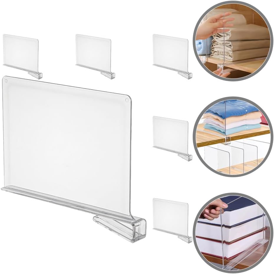 Cabilock 6pcs Shelf Dividers for Closet Organization of Clothing Separators Easy to Install Wardrobe Dividers for Neat and Tidy Storage Bedrooms and Offices