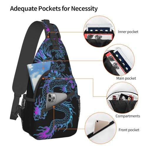 Dragon Pattern Sling Backpack Crossbody Sling Bag for Women Men Multipurpose Travel Hiking Chest Bag Daypack4