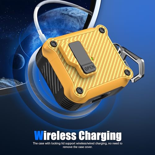 Image of RFUNGUANGO AirPods 3 Case with Lock Magnetic Lid, Yellow