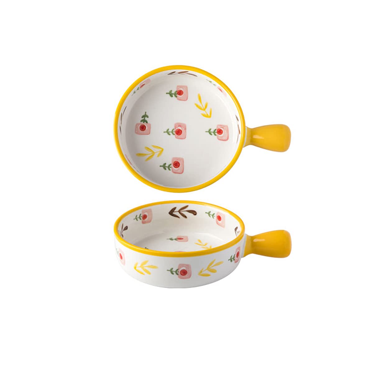 Naczynia do pieczenia, blacha do pieczenia z uchwytem, ​​porcelana z pojedynczym uchwytem Naczynia do pieczenia Okrągłe naczynia do pieczenia Miska do gotowania Kuchnia Ciasto Śniadanie Obiad Zastawa