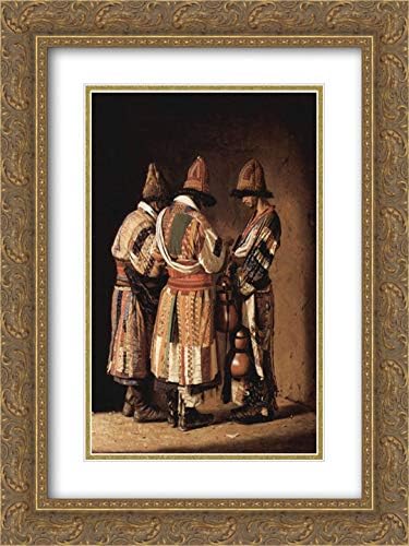 Dervishes In Holiday Costumes. Tashkent 18x24 Gold Ornate Frame and Double Matted Museum Art Print by Vasily Vereshchagin