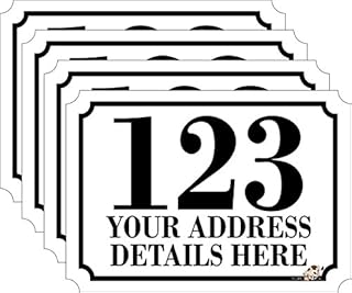 Large Personalised Printed Wheelie Bin Number Stickers with Road and Street Name - A5 Vinyl Waste Container Decals - Set of 4