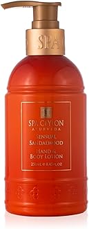 SPA CEYLON Sensual Sandalwood Hand and Body Lotion | Deep Hydrating Body Moisturizer with Coconut | Almond & Rice Bran | Cooling & Invigorating | Suitable for All Skin Types