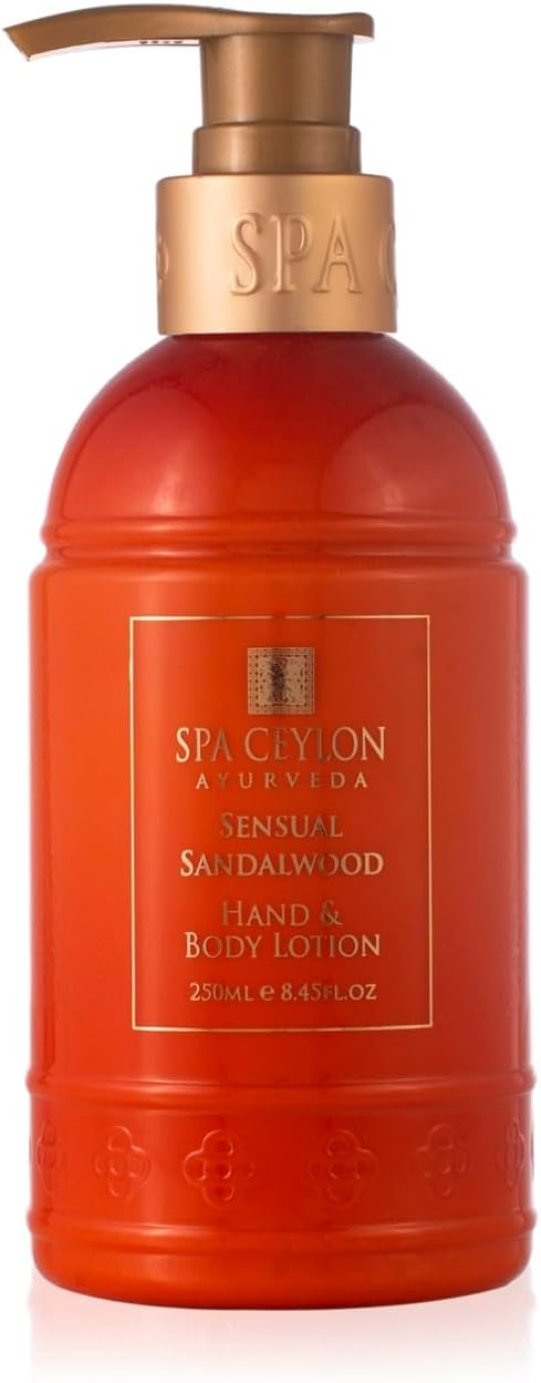SPA CEYLON Sensual Sandalwood Hand and Body Lotion | Deep Hydrating Body Moisturizer with Coconut Almond & Rice Bran | Cooling & Invigorating | Suitable for All Skin Types