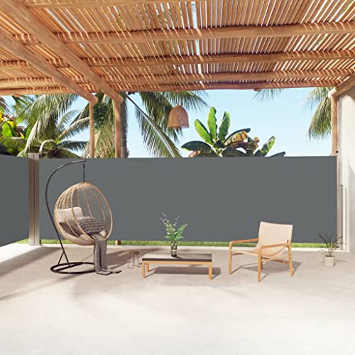 puraday 180x1000 cm Seitenmarkise Ausziehbar Anthrazit Terrassen-Sichtschutz Stilvolle Seitenmarkise Sichtschutz Balkon Seitenwand Wind- Und Sonnenschutz Sichtschutz Und Einfache Installation