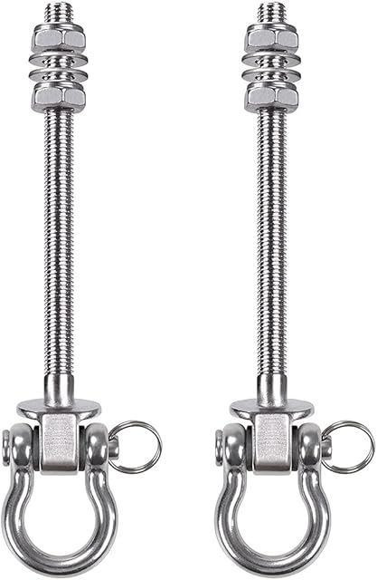 BeneLabel Set of 2 Permanent Antirust Stainless Steel 304 Heavy Duty Swing Hangers, 800Kg Capacity, Wood Beam & I-Beam Hanger, Yoga Hammock Chair Sandbag, Hardware Swing Sets, 180° Swing, 23.5cm