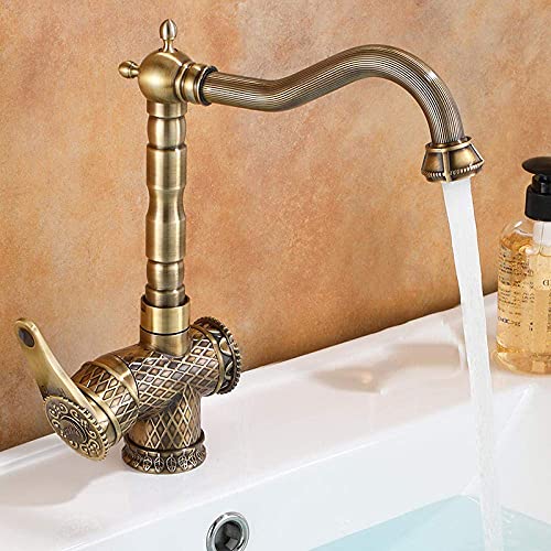 Robinet de lavabo rétro en laiton brossé antique pour rénover votre intérieur