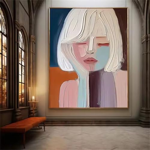 Peinture à l'huile pour salon moderne toile femme 80x120cm